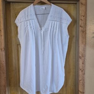 Contemporary Usa Vintage Cotton Sleep Dress Lace Embroidery Detail Cottagecore L